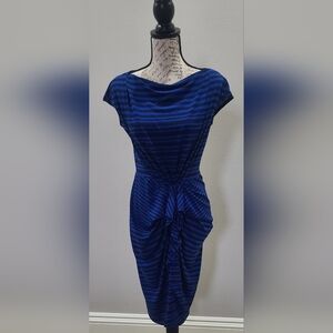 Donna Morgan Royal and Navy Blue Striped Dress